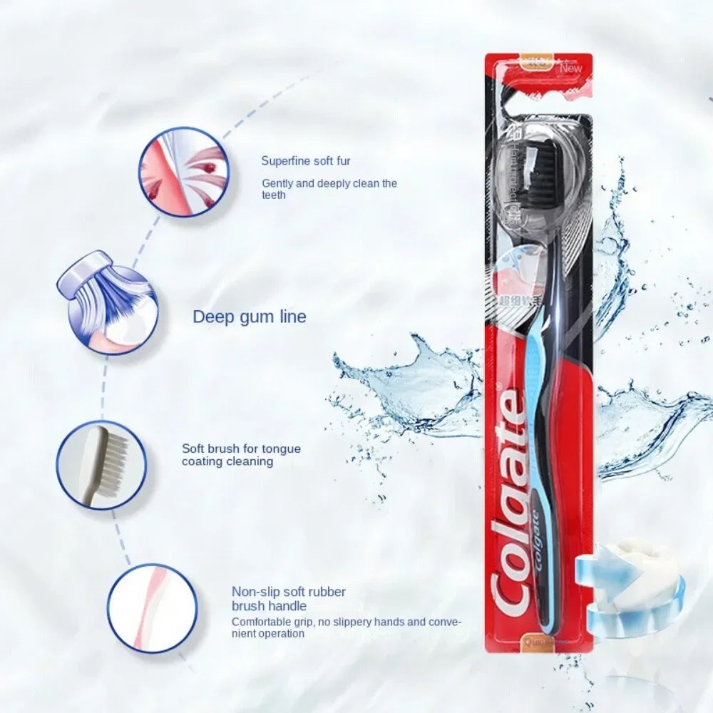 Soft hair charcoal gingival protection toothbrush with anti slip handle