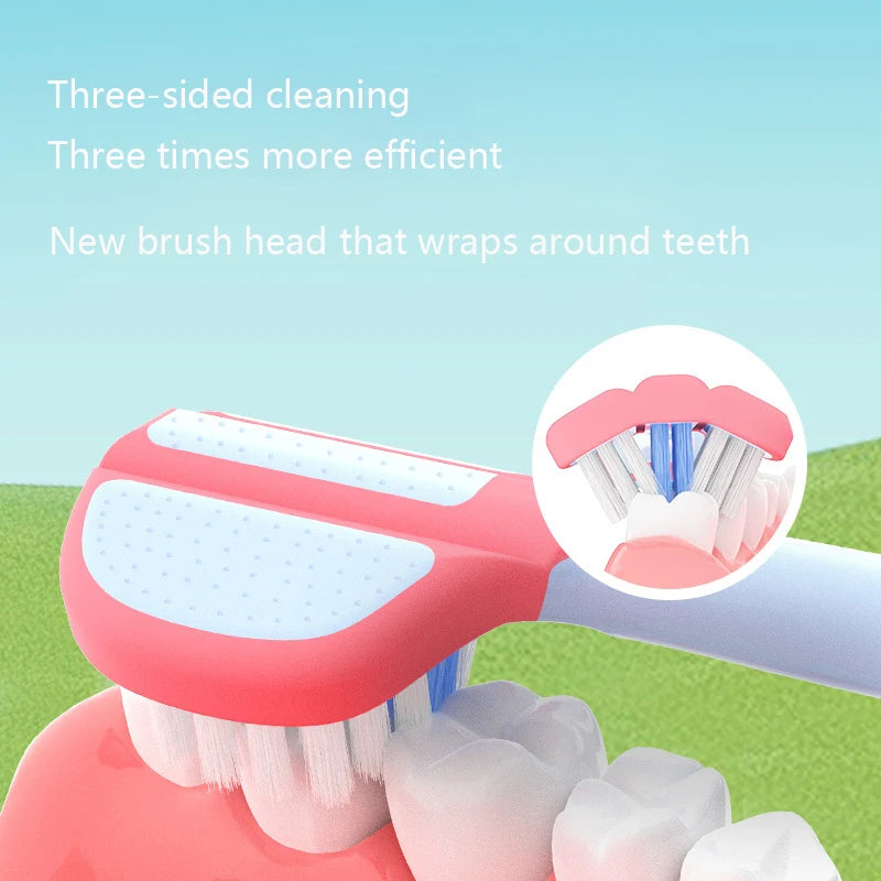 360° Sparkle Squad: Triple-Sided Toddler Toothbrush
