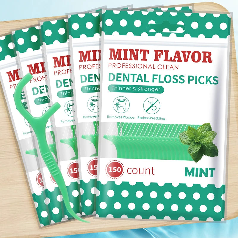 300/150/50pcs Mint Floss Stick - Disposable Floss Cleaning Stick