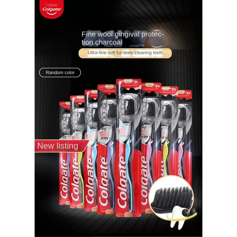 Soft hair charcoal gingival protection toothbrush with anti slip handle