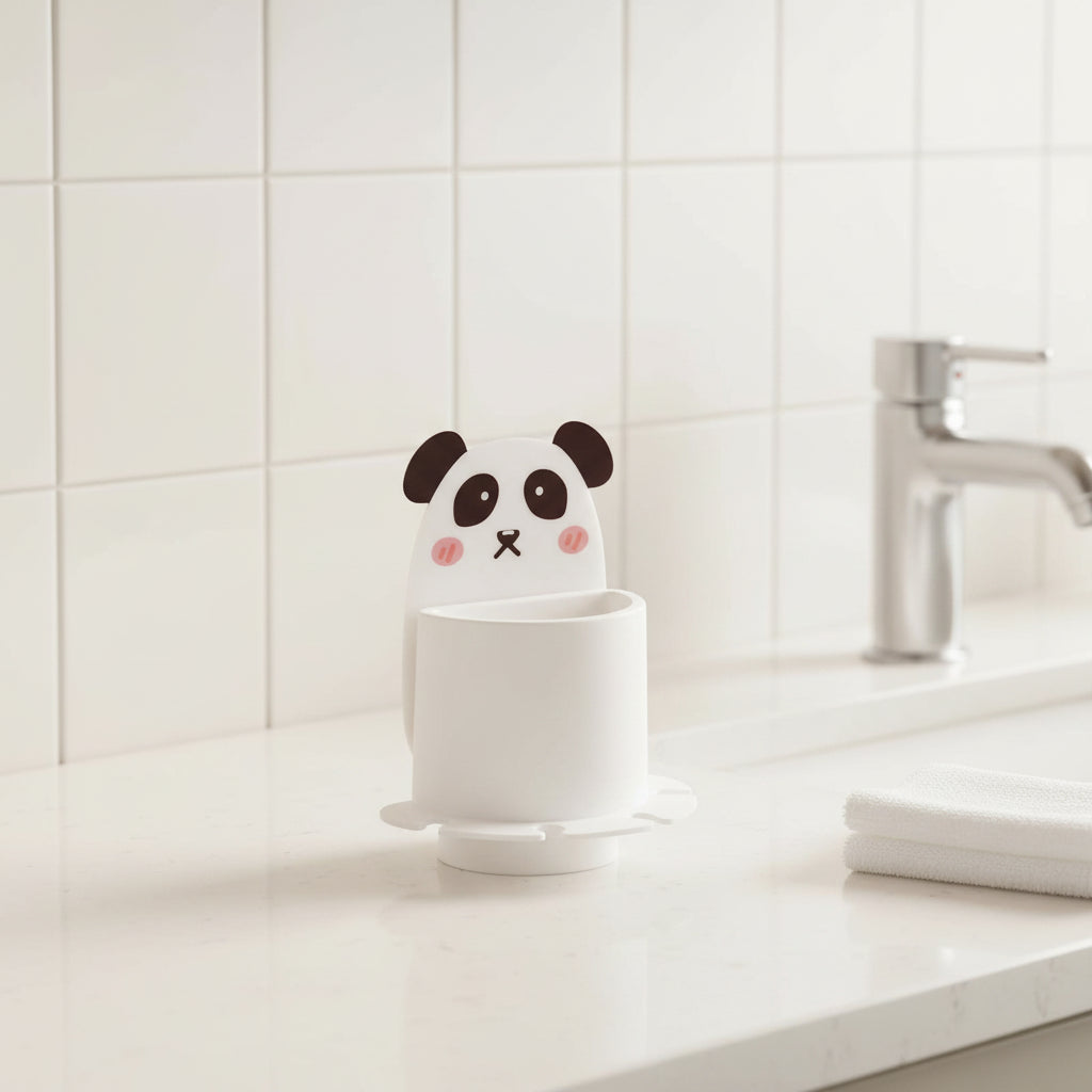 Panda-shaped egg holder on a white background
